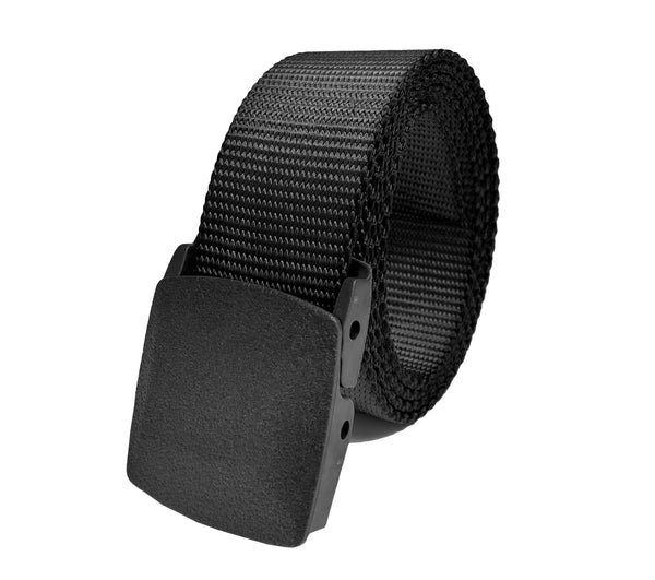 Black Canvas Belt w/ Silver Buckle